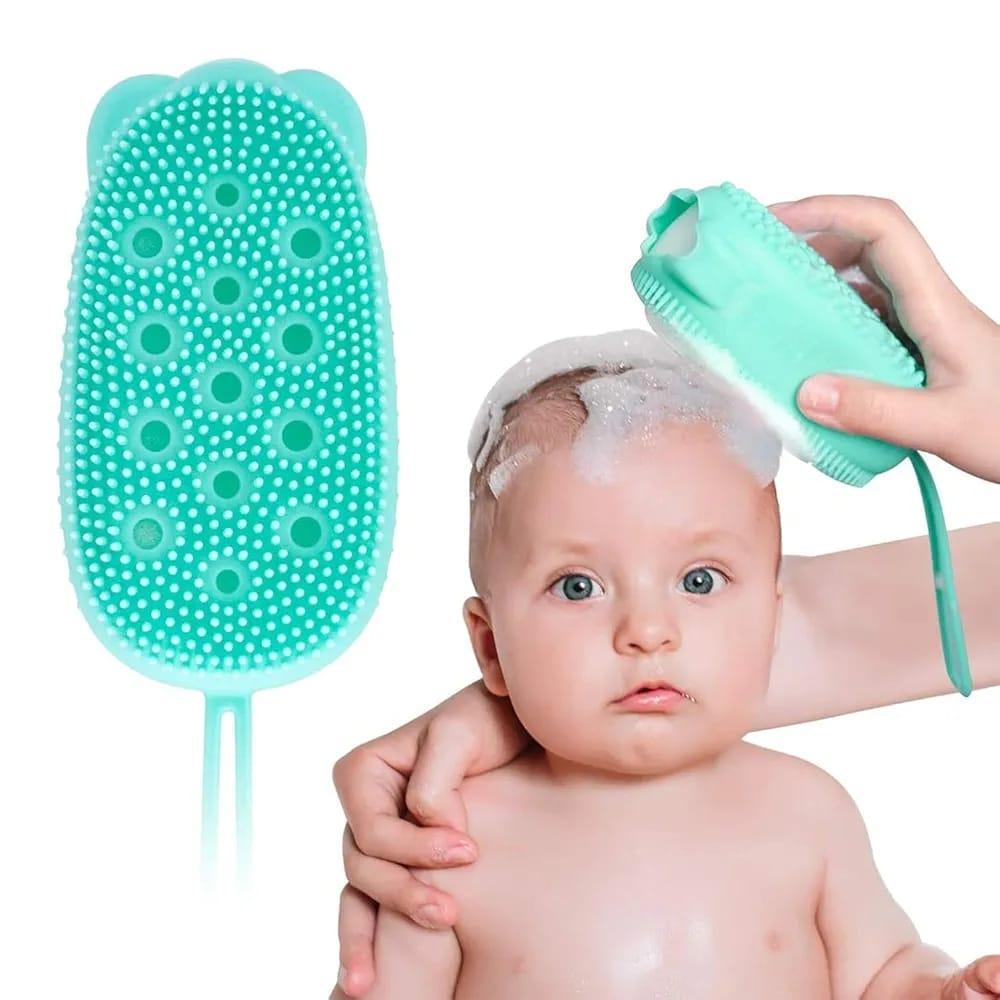 Turquoise Silicone Baby Bath Brush for Kids
