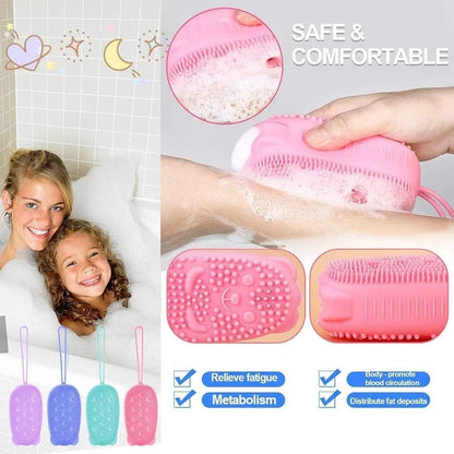 Turquoise Silicone Baby Bath Brush for Kids