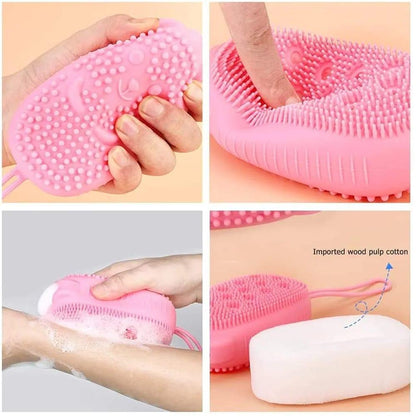 Turquoise Silicone Baby Bath Brush for Kids