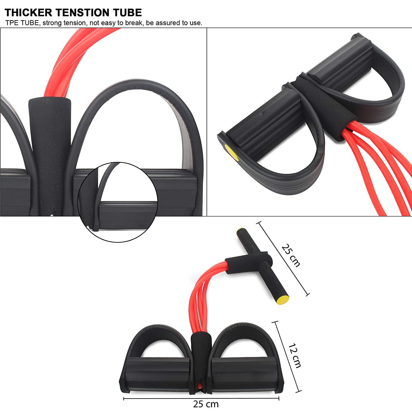 Foot Pedal Resistance Band Elastic Sit-Up Pull Rope Yoga Fitness Gym - Elastic Pull Ropes Tummy Trimmer (Random Colors)