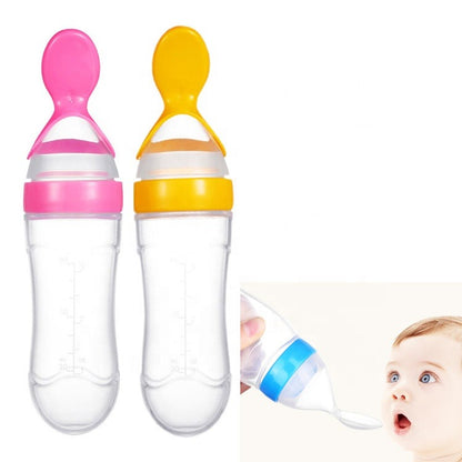 Baby Spoon Feeder | 90ml Silicone Feeding Bottle with Spoon | Infant & Toddler Food Supplement Bottle Rs 222