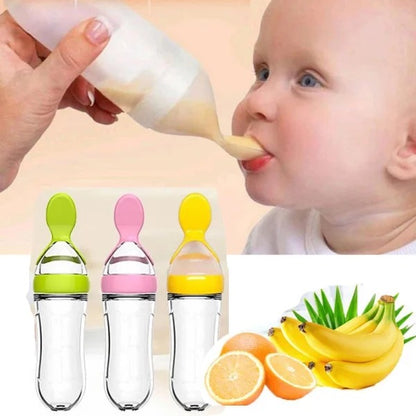 Baby Spoon Feeder | 90ml Silicone Feeding Bottle with Spoon | Infant & Toddler Food Supplement Bottle Rs 222