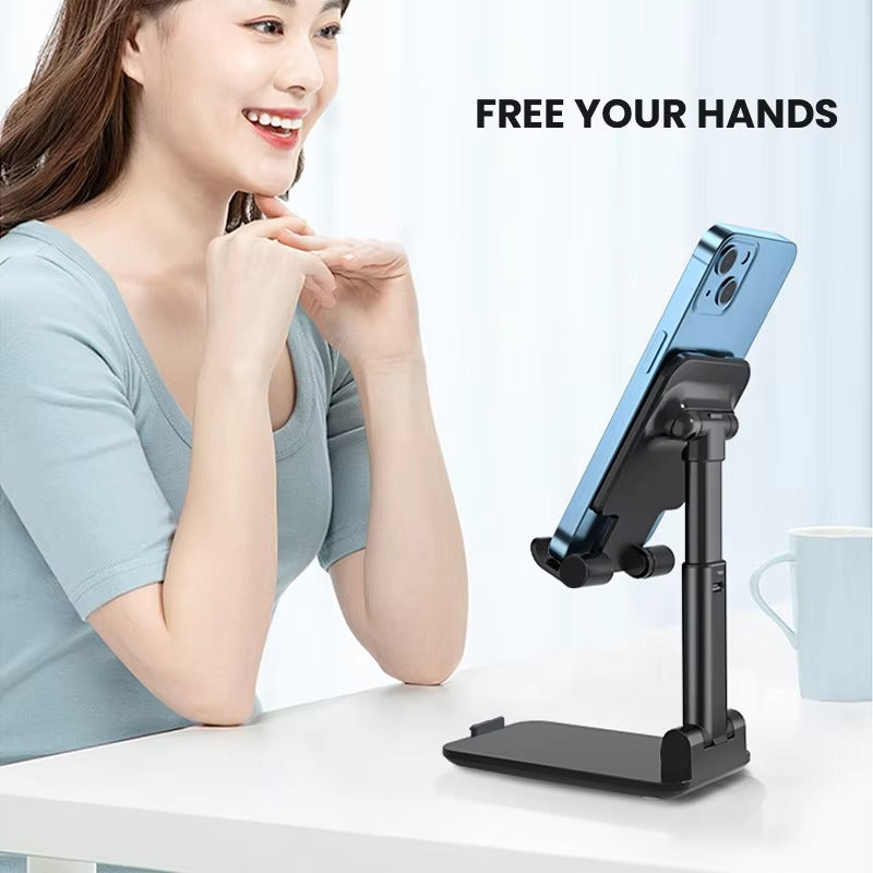 Adjustable Desktop Phone Holder Stand – Universal Mobile Stand with Angle & Height Adjustment | Foldable Anti-Slip Cell Phone Holder for All Smartphones