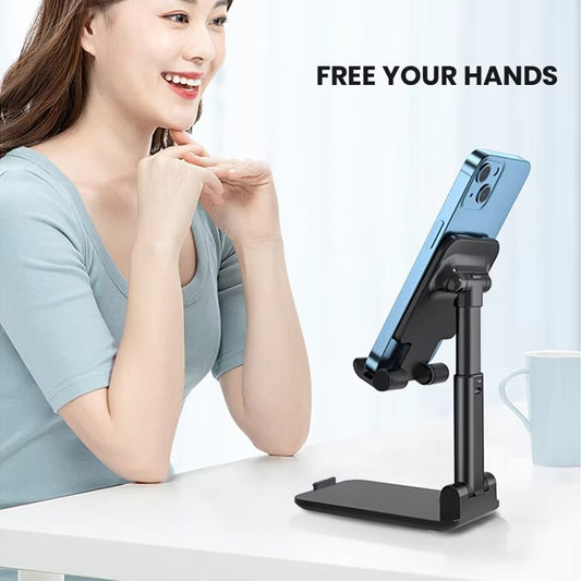 Adjustable Desktop Phone Holder Stand – Universal Mobile Stand with Angle & Height Adjustment | Foldable Anti-Slip Cell Phone Holder for All Smartphones