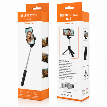 4-in-1 Wireless Bluetooth Selfie Stick Tripod Stand with Remote Control & LED Light – Portable Foldable Phone Holder