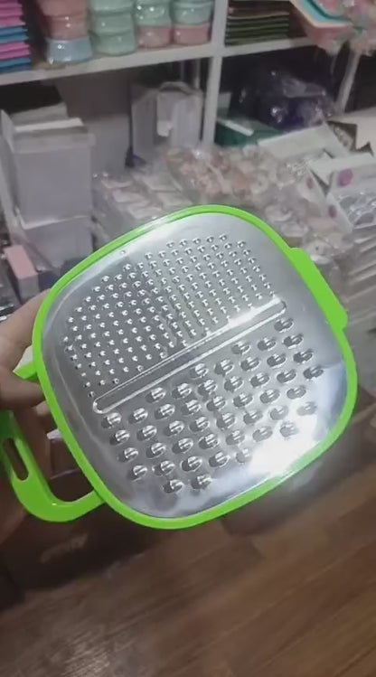 3-in-1 Cheese Grater with Storage Container, 3 Blades, Non-Stick Coating, Fruit & Vegetable Slicer Peeler-1Pc